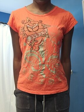 Ed Hardy Inspired Rhinestone T Shirt